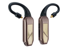 iFi Go Pod Max 无线 DAC 可直接与 IEM 相连，并佩戴在耳朵上。(图片来源：iFi）