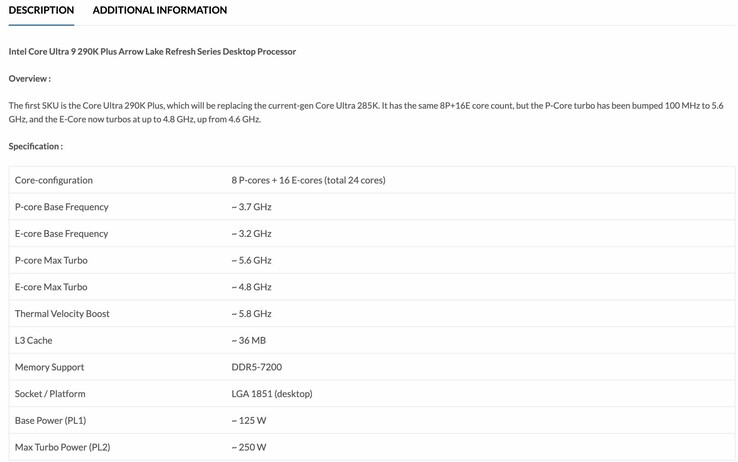 之前泄露的酷睿至尊 9 290K Plus CPU 产品清单显示，其提升时钟频率更高。