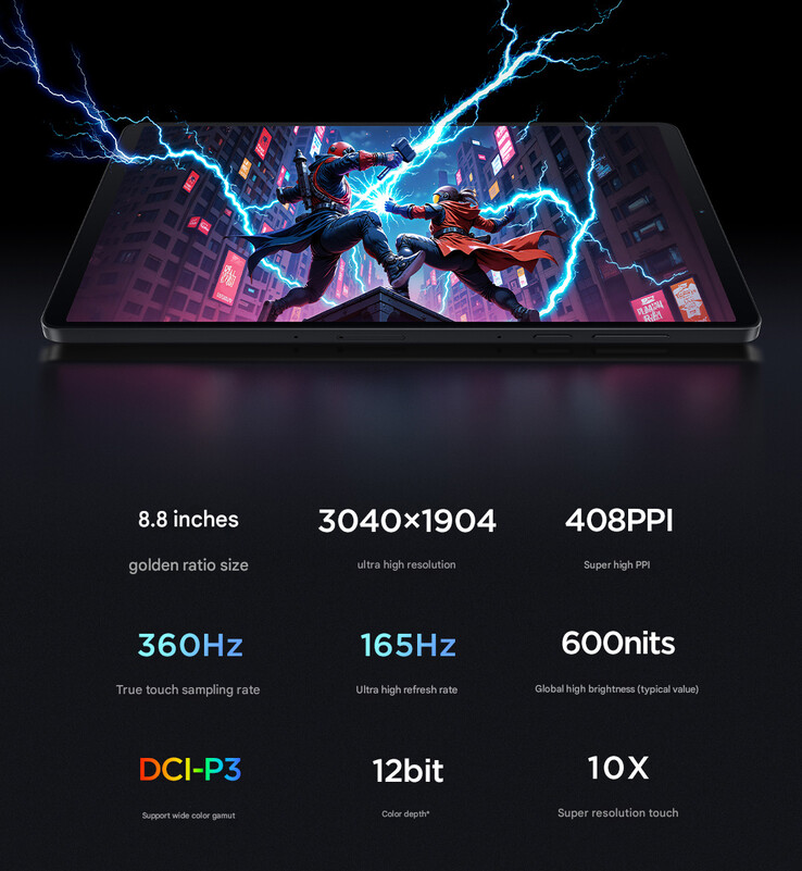 联想Legion Tab Gen 4 的显示屏规格（图片来源：联想 - 机器翻译）