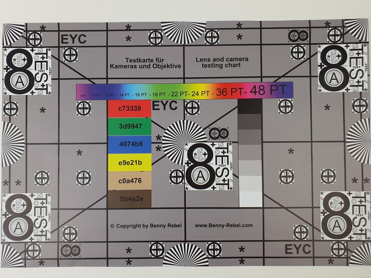 A photo of our test chart