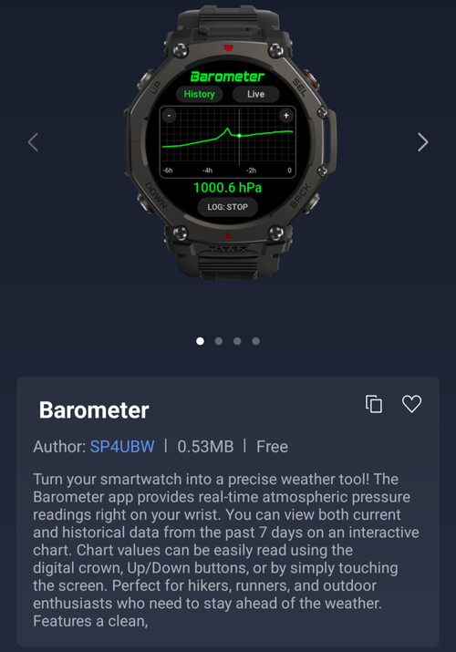 用于 Amazfit 智能手表的迷你气压计应用程序