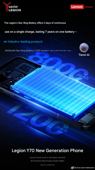 即将推出的联想Legion 游戏手机的电池容量（机译）