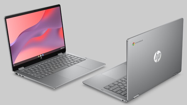 惠普Chromebook x360 14 (2026)，流星银色。(图片来源：惠普）
