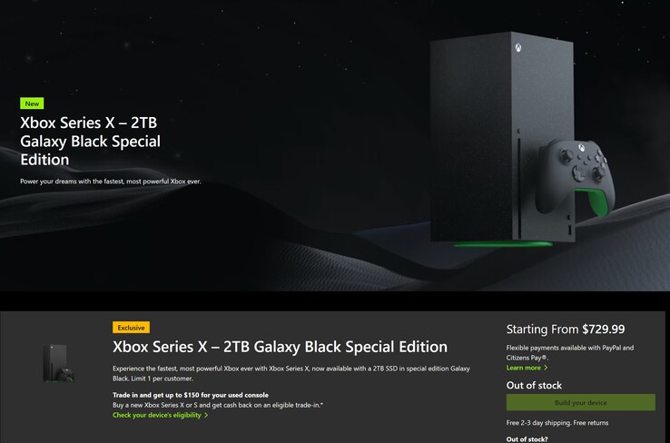 Xbox Series X 2TBGalaxy 黑色价格上涨（图片来源：Microsoft Gaming）