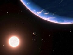 艺术家的插图显示了一颗系外行星和一颗恒星。