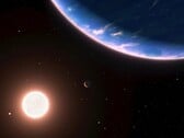 艺术家的插图显示了一颗系外行星和一颗恒星。