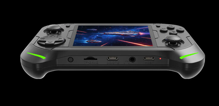 底部:复位、microSD 卡插槽、USB-C (DC/OTG)、3.5 毫米音频、USB-C(用于控制器)