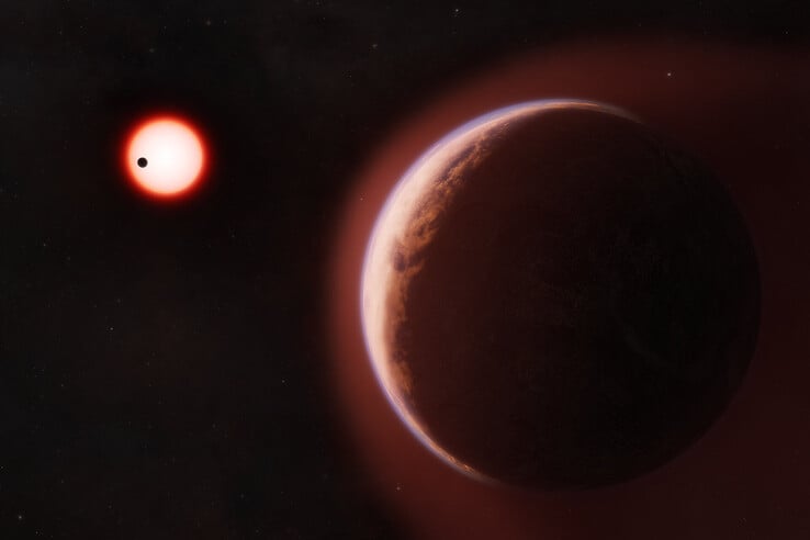 一幅描绘系外行星LHS 1140 b的艺术概念图。