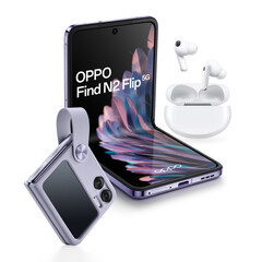 OPPO销售的Find N2 Flip有星空黑和月光紫两种配色。(图片来源:Oppo)