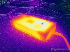 微星Stealth 18交流适配器运行《赛博朋克2077》时的温度图(图片来源:Notebookcheck)