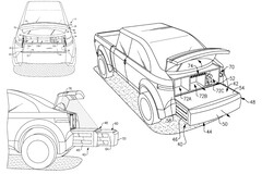 福特 F-150Lightning 可能很快就会有一个后备箱配件，与 Cybertruck 的双座后备箱相比，可大大提高其实用性。（图片来源：美国专利申请出版物）