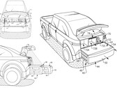 福特 F-150Lightning 可能很快就会有一个后备箱配件，与 Cybertruck 的双座后备箱相比，可大大提高其实用性。（图片来源：美国专利申请出版物）