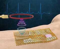 这种电子皮肤可以像绷带一样穿在身上，将生物标志物信息发送到附近的手机上。(图片来源：MIT.edu)