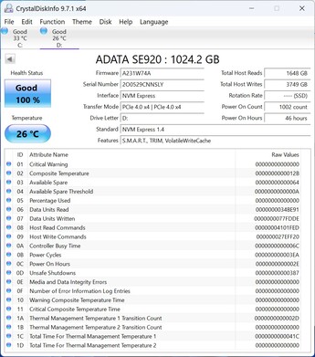 ADATA SE920 支持 PCIe 4.0 x4