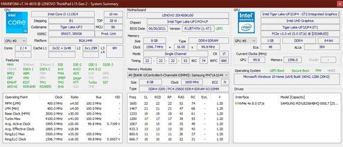 联想ThinkPad L15 G2 - HWInfo