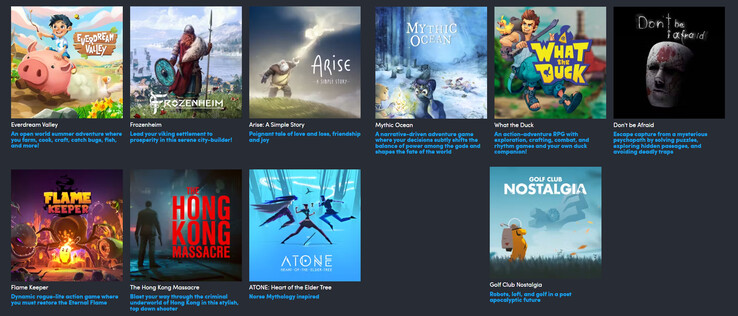 Indie Roulette Humble Bundle 中包含的所有游戏（图片来源：Humble Bundle）