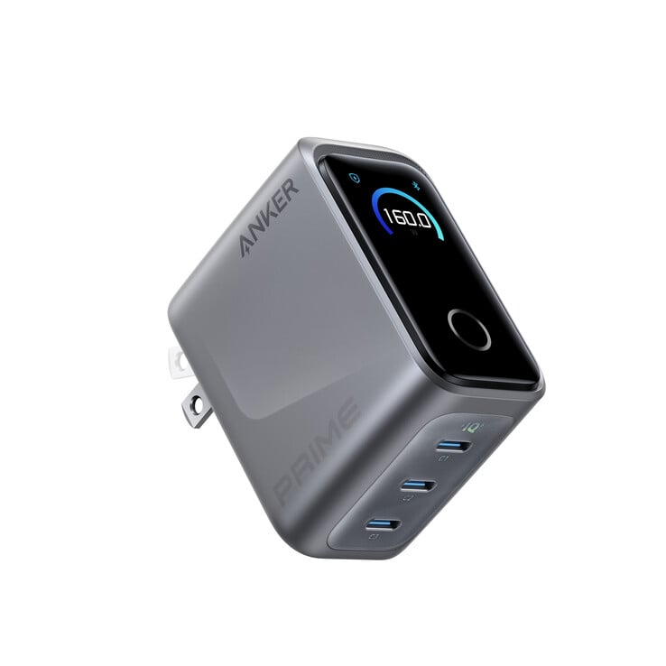 Anker Prime 160 瓦充电器配有智能触摸显示屏（图片来源：Anker）