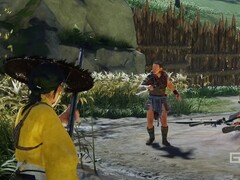 阳帝之魂》中的阿津在敌营中拿枪。(图片来源：PlayStation on YouTube，截图）