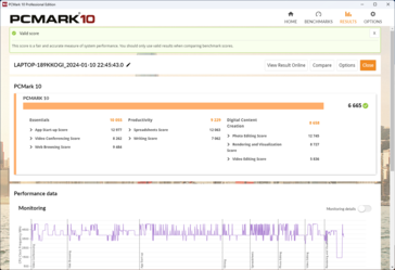 性能模式下的 PCMark 10