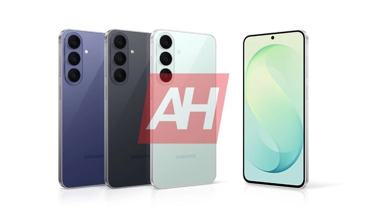 图中展示了即将发布的Galaxy S26 FE的泄露图片，配色方案包括偏绿、偏黑和偏蓝三种。 