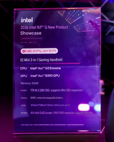 OneXPlayer X2 Mini 的核心规格(机器翻译)