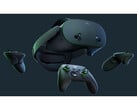 Meta 限量版 Quest 3S Xbox 版 VR 头显的产品目录图片，黑色背景。(图片来源：Meta）