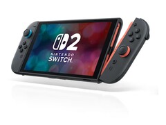 任天堂 Switch 2 手持设备与红色和蓝色 Joy-Con 控制器。(图片来源：任天堂）