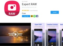 Galaxy Store市场上的三星专家RAW相机应用页面（来源：自己）。