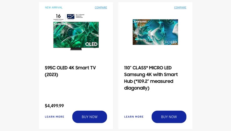 三星S95C QD-OLED 77英寸电视的产品列表。 (图片来源：FlatpanelsHD)