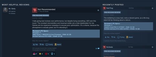 显示《寂静岭:镇落》在 Steam 上的负面评论