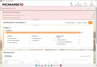 PCMark 10在Pro 15上不断崩溃