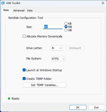 AIM Tookit:创建 RAM 磁盘
