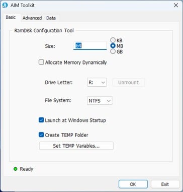 AIM Tookit：创建 RAM 磁盘