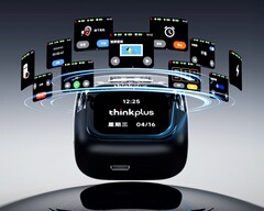 联想新款入耳式耳机的充电盒上配有触摸屏（图片来源：联想）