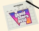 带有《GTA 6》标志的 2026 年 11 月日历页面(图片来源:Rockstar Games,有编辑)