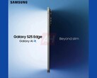 Galaxy S25 Edge 泄露的图片显示了这款超薄手机的侧面轮廓。(图片来源：Android Headlines）