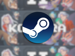图为游戏缩略图上的 Steam 徽标，模糊不清。