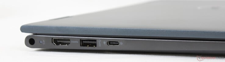左边：AC适配器、HDMI 1.4a、USB-A 3.2 Gen. 1、USB-C 3.2 Gen. 2 w/ Power Delivery和DisplayPort