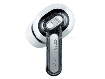 泄露的营销图片显示了白色 Nothing Ear (3) 耳机的特写。（图片来源：Android Headlines）
