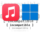 Apple 音乐和 Windows 确实给人一种不兼容的感觉--Apple ,在将其关键应用程序之一移植到世界上最流行的 PC 操作系统上时做得半途而废。(图片来源:Apple, 微软, Anubhav Sharma - Notebookcheck)