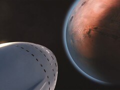 显示飞船驶向行星的图片。(图片来源:SpaceX - Pexels)