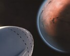 显示飞船驶向行星的图片。(图片来源：SpaceX - Pexels）