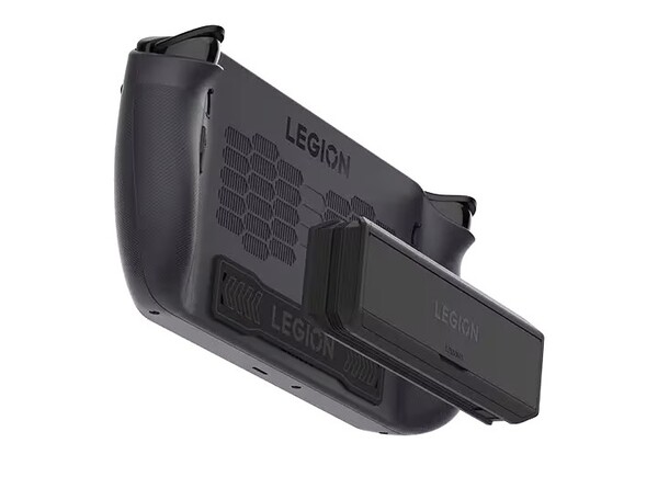 Legion Go 65W 12800mAH 移动电源可通过磁力吸附到Legion Go S 的背面。（图片来源：联想）