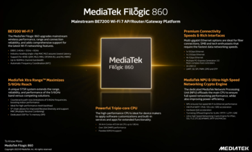 联发科技 Filogic 860 主要功能（图片来自联发科技）