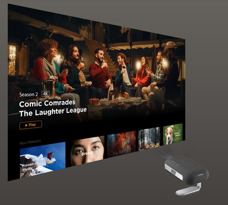 Viewsonic M1 Max 便携式投影仪内置 Google TV 视频流。(图片来源：Viewsonic）