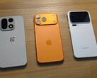 OnePlus 15、iPhone 17 Pro Max 和小米 17 Pro Max 并排展示后置摄像头。(图片来源：TechDroider via YouTube）
