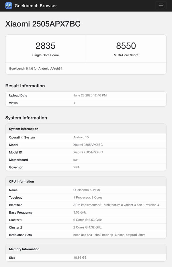 (图片来源：Geekbench）