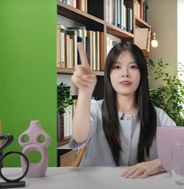 Hollyland VenusLiv Air 摄像机配有桌面软件，可以使用绿色屏幕创建虚拟背景。(图片来源：Hollyland）