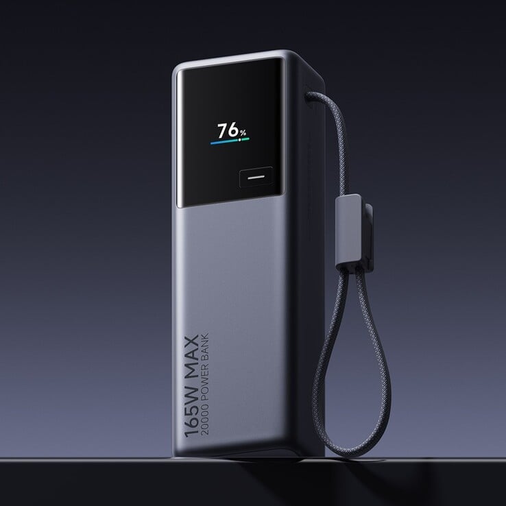 内置数据线的小米 20000mAh 165W 移动电源。(图片来源：小米）
