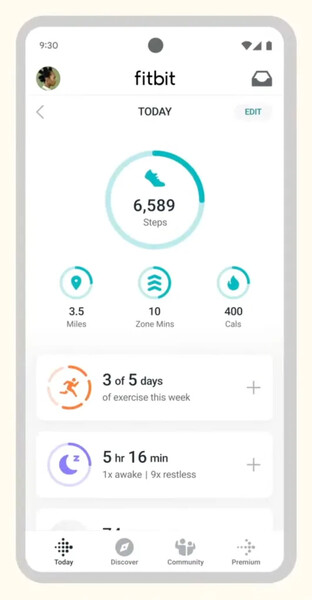 启用教练模式的 Fitbit 应用程序。(图片来源：9to5Google）